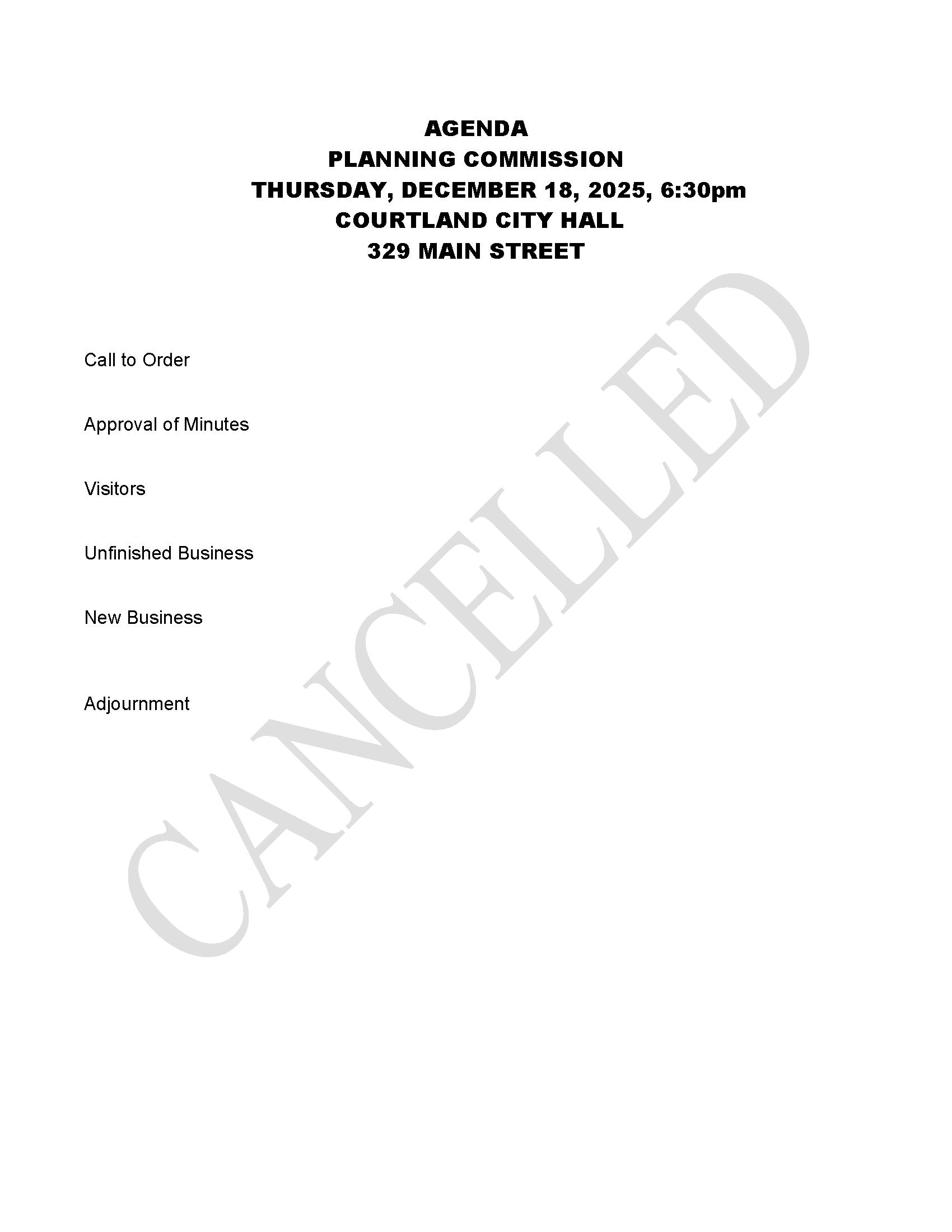 PandZ meeting cancelled